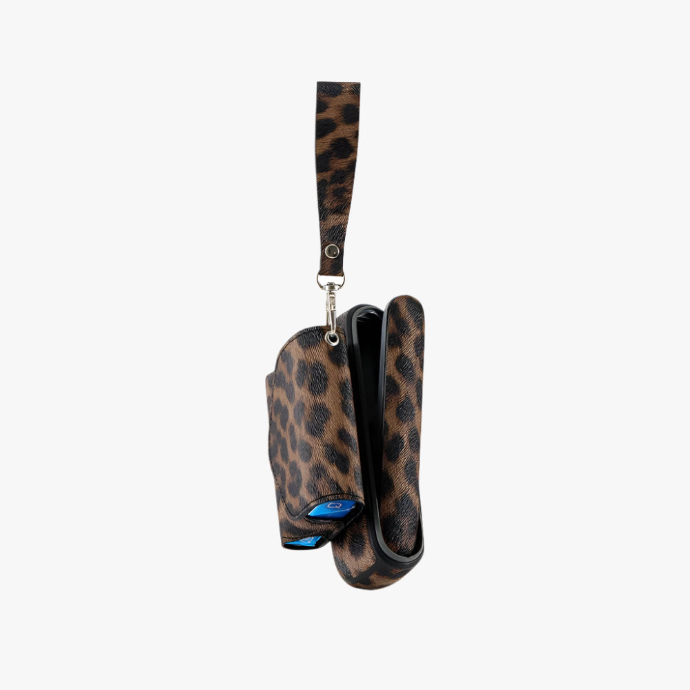 Leopard Brown Leather IQOS Iluma Holder Set
